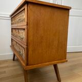 Rattan chest of drawers 3 drawers 1960