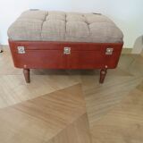 Unique-small vintage bench-ottoman-stool-colonial style - suitcase