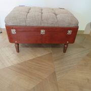 Unique-small vintage bench-ottoman-stool-colonial style - suitcase