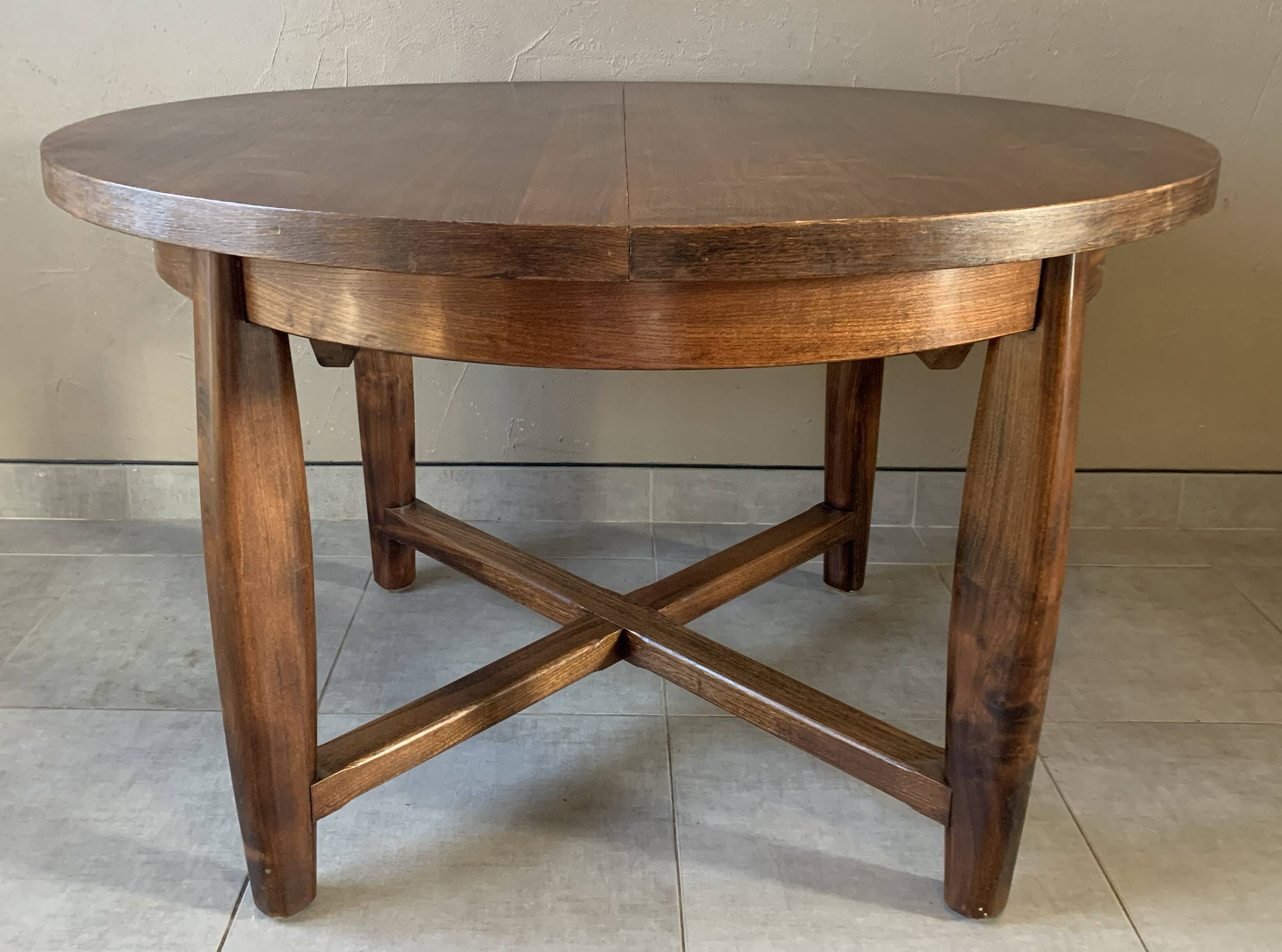 Vintage extendable wooden table from the 50s with independent extension