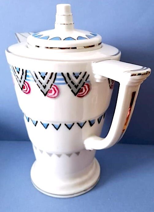 Limoges porcelain teapot with geometric décor