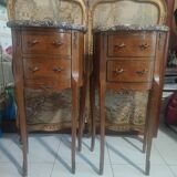 Pair of Louis XV style marquetry bedside tables
