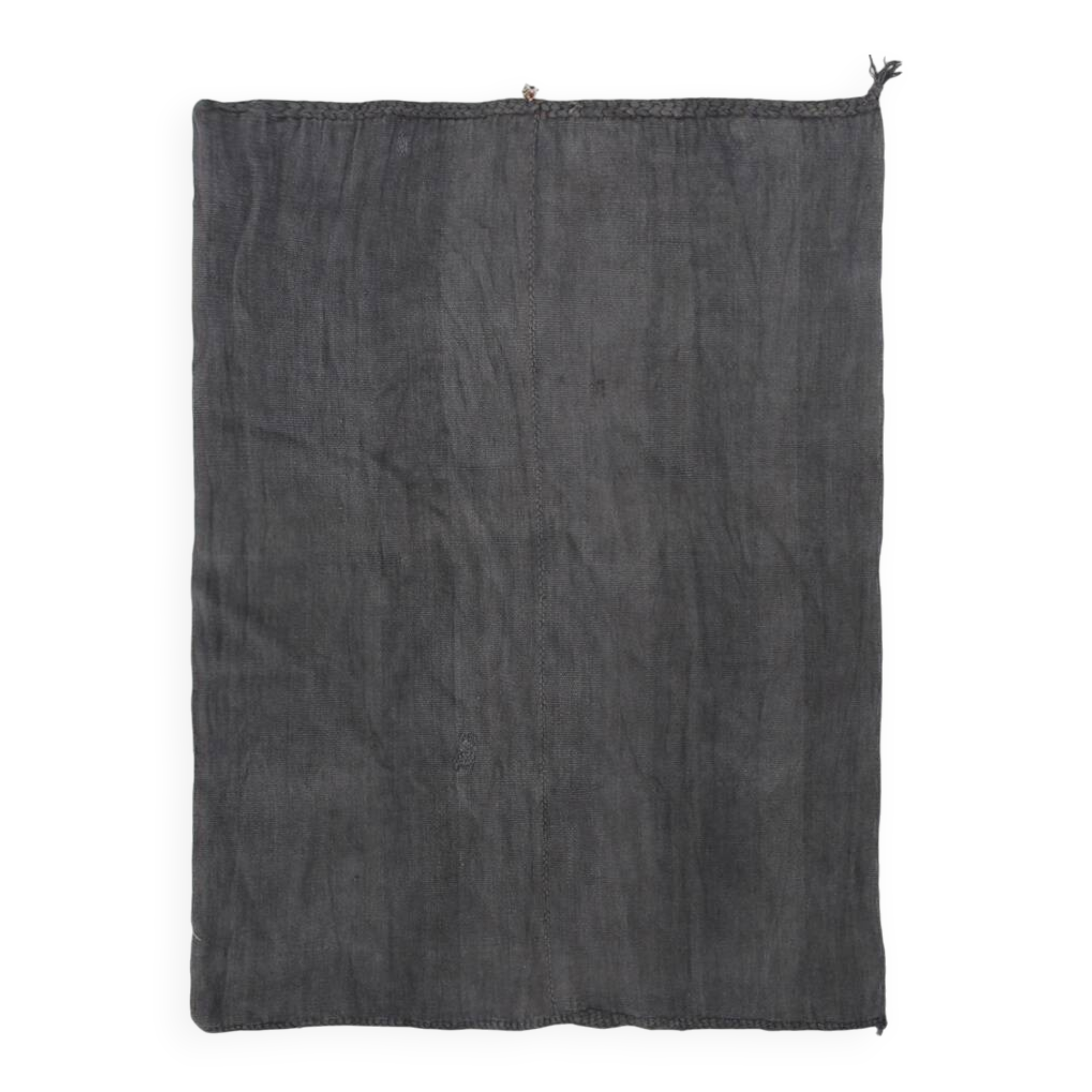 Anthracite Grey Large Area Soft Kilim Rug For Bedroom, 147x205 Cm