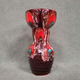 Vase in Vallauris earthenware signed orange and turquoise