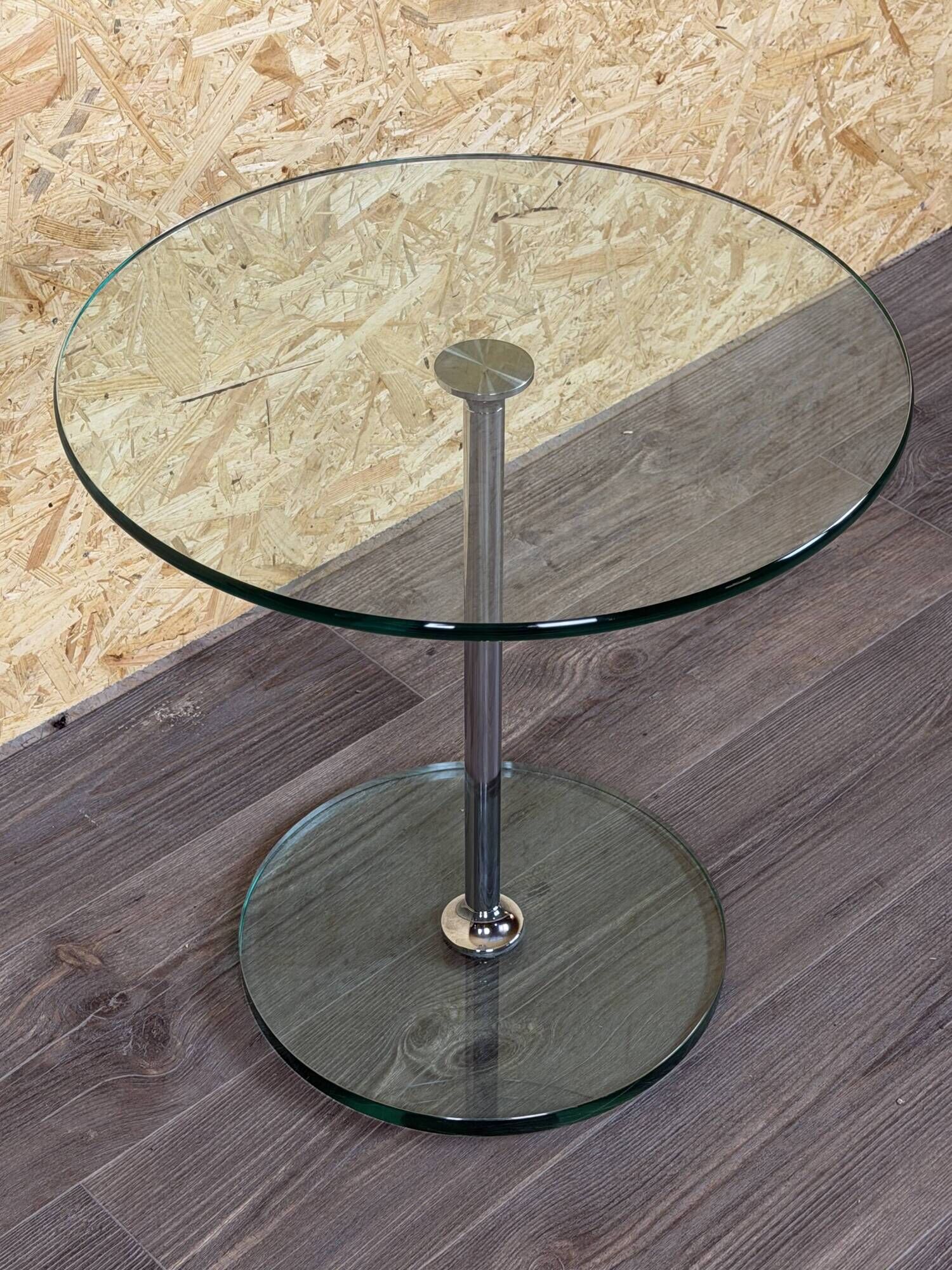 1970s 1980s Coffee Table Side Table in Chrome and Glass Space Age Design