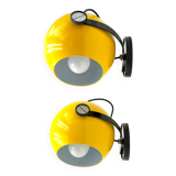 Pair of Yellow Wall Lamps by Emmedi, New Old Stock 1970s