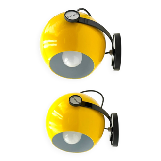 Pair of Yellow Wall Lamps by Emmedi, New Old Stock 1970s
