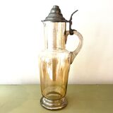 Vintage glass and tin jug