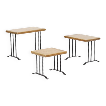 Vintage Rustic Brutalist Mimiset / Nesting Tables