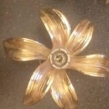 PAIR OF GOLD 1970S WALL LIGHTS - brass flowers by Willy Daro for Massive