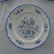 4 flat plates Keller & Guerin Luneville décor flowers Passionflower blue faience old