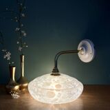 Vintage glass wall lamp with a white Clichy shade.