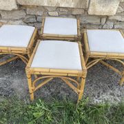 4 tabourets vintage bambou et rotin – années 60/70