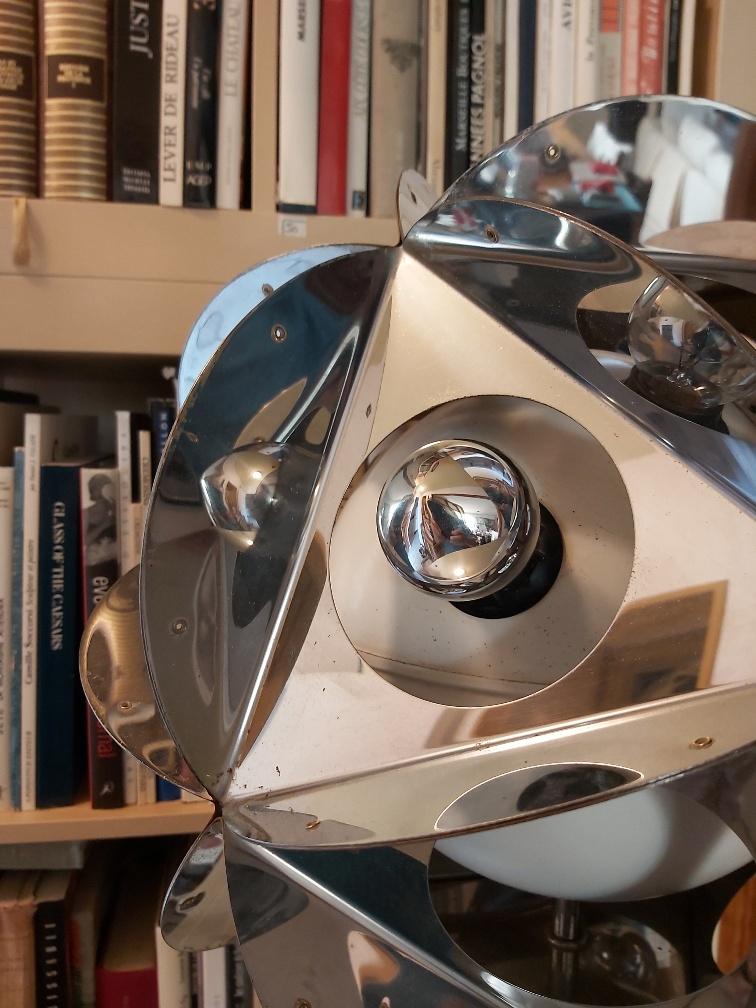 Vintage Sputnik chrome metal lamp 70s