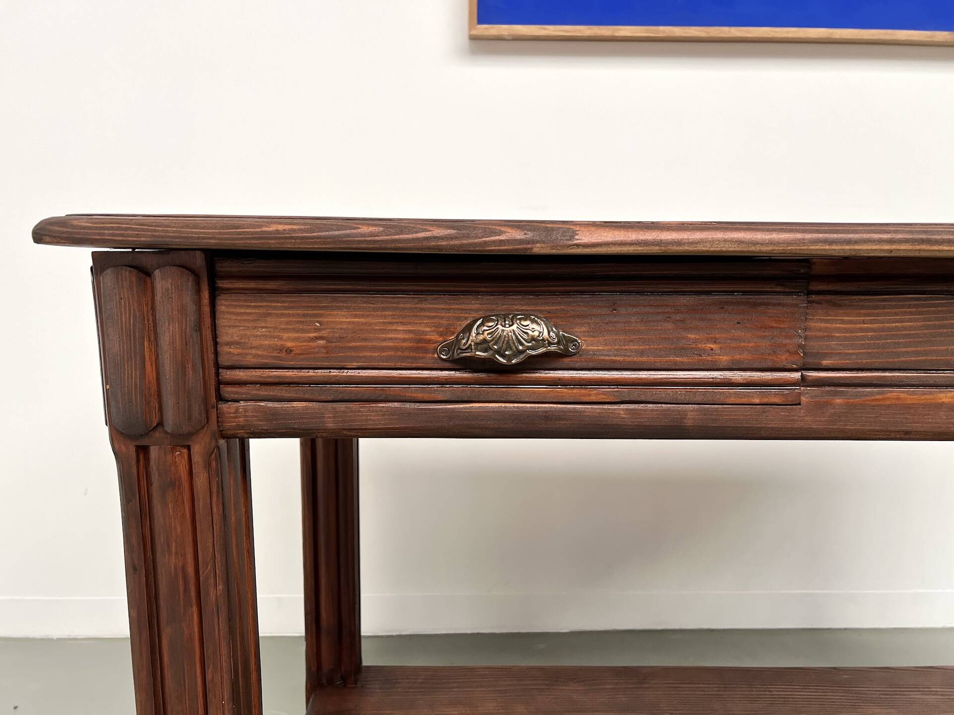 Small pine drapery table from the 1950s