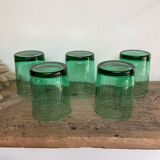 5 vintage emerald green glasses