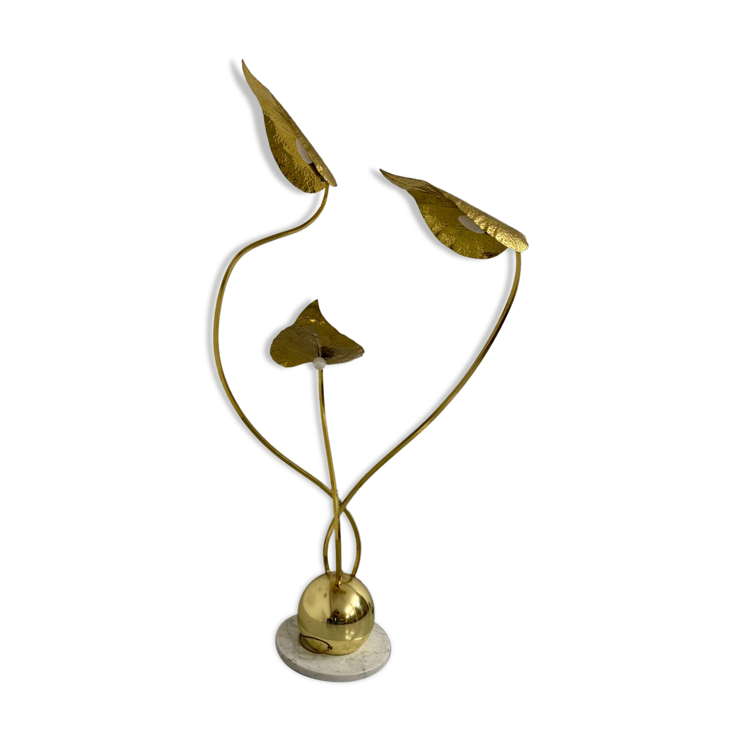 Rhubarb leaf floor lamp brass design Tomaso Barbi Italy an70