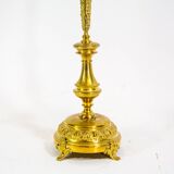 Art nouveau table vase in brass and opaline glass