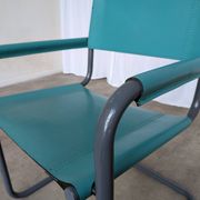 Vintage Mart Stam Style Armchair: Turquoise Leather, Black Chrome Cantileve