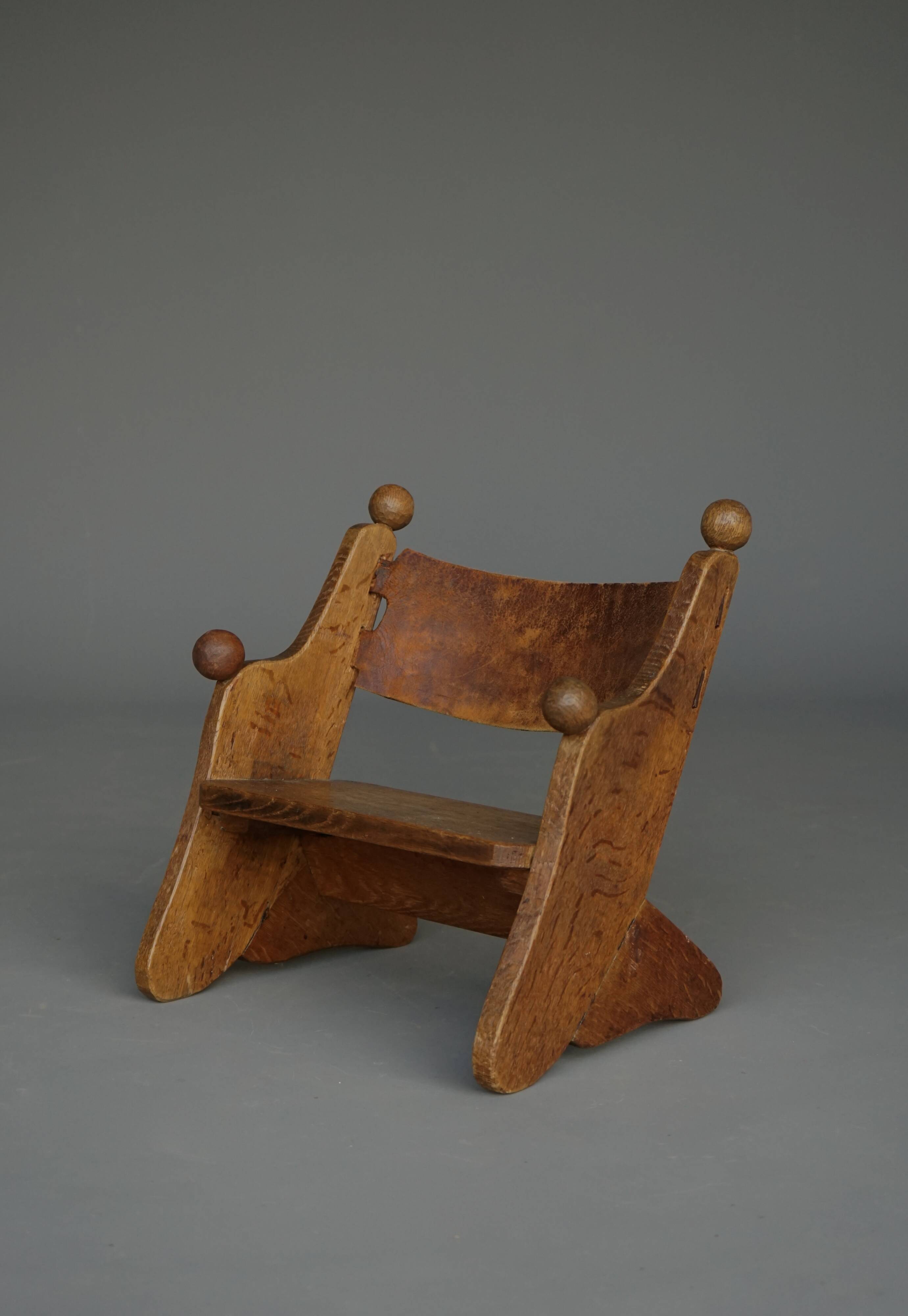 Vintage Childrens Oak Chair. 1930s