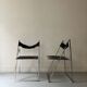 Set of 2 folding chairs in leather and chrome model Elios by Fontini & Geraci, Italy 1970