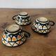 Set of 3 Breton earthenware cups & saucers