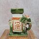 Cendrier éléphant en céramique émaillée vert et ocre – style asiatique vintage