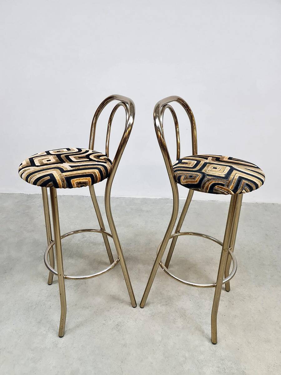 Midcentury vintage brass golden barstools 'eclectic'