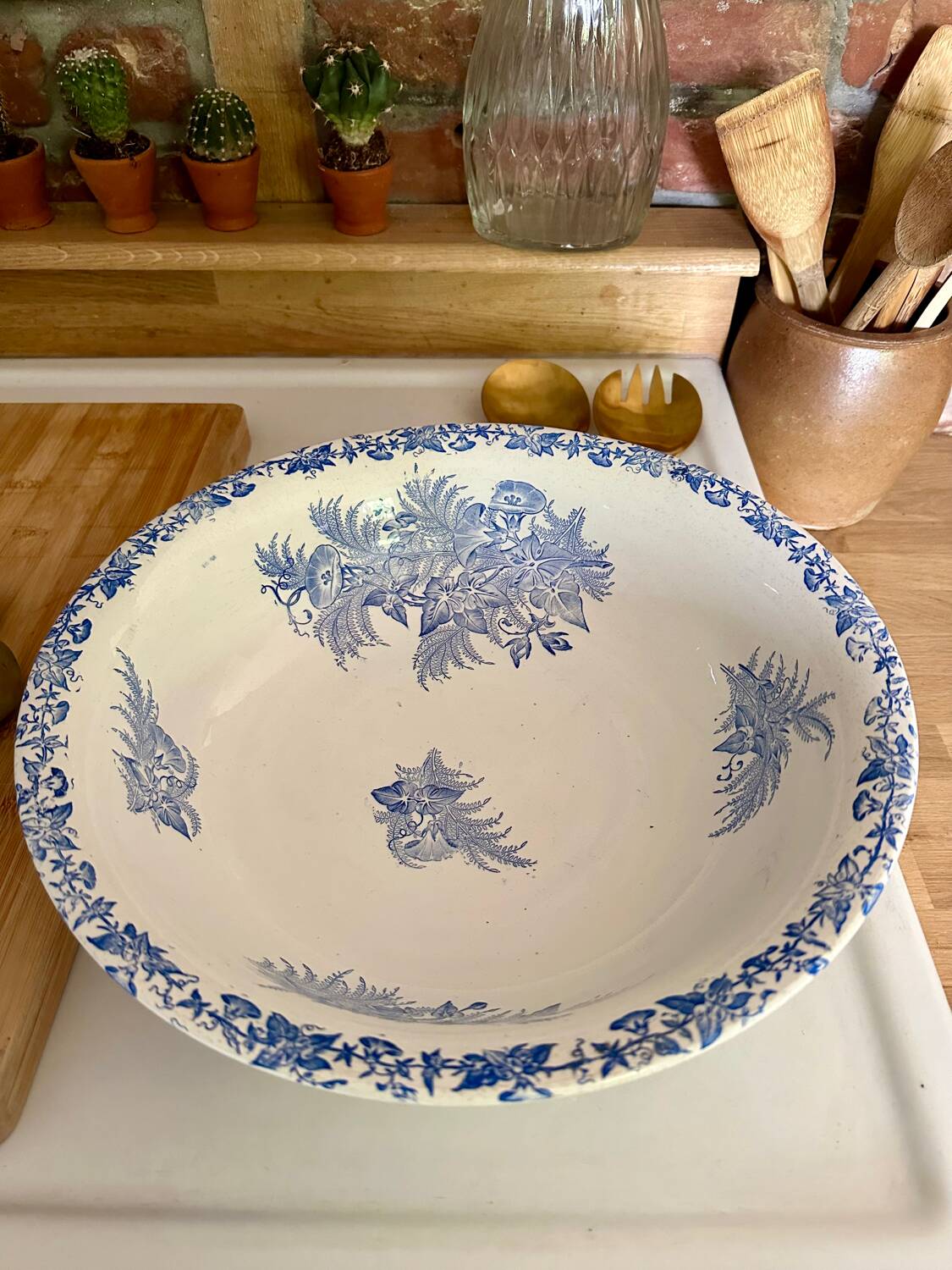 Large old ceramic salad bowl