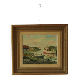 Boat in the harbour by Carl Christiansson