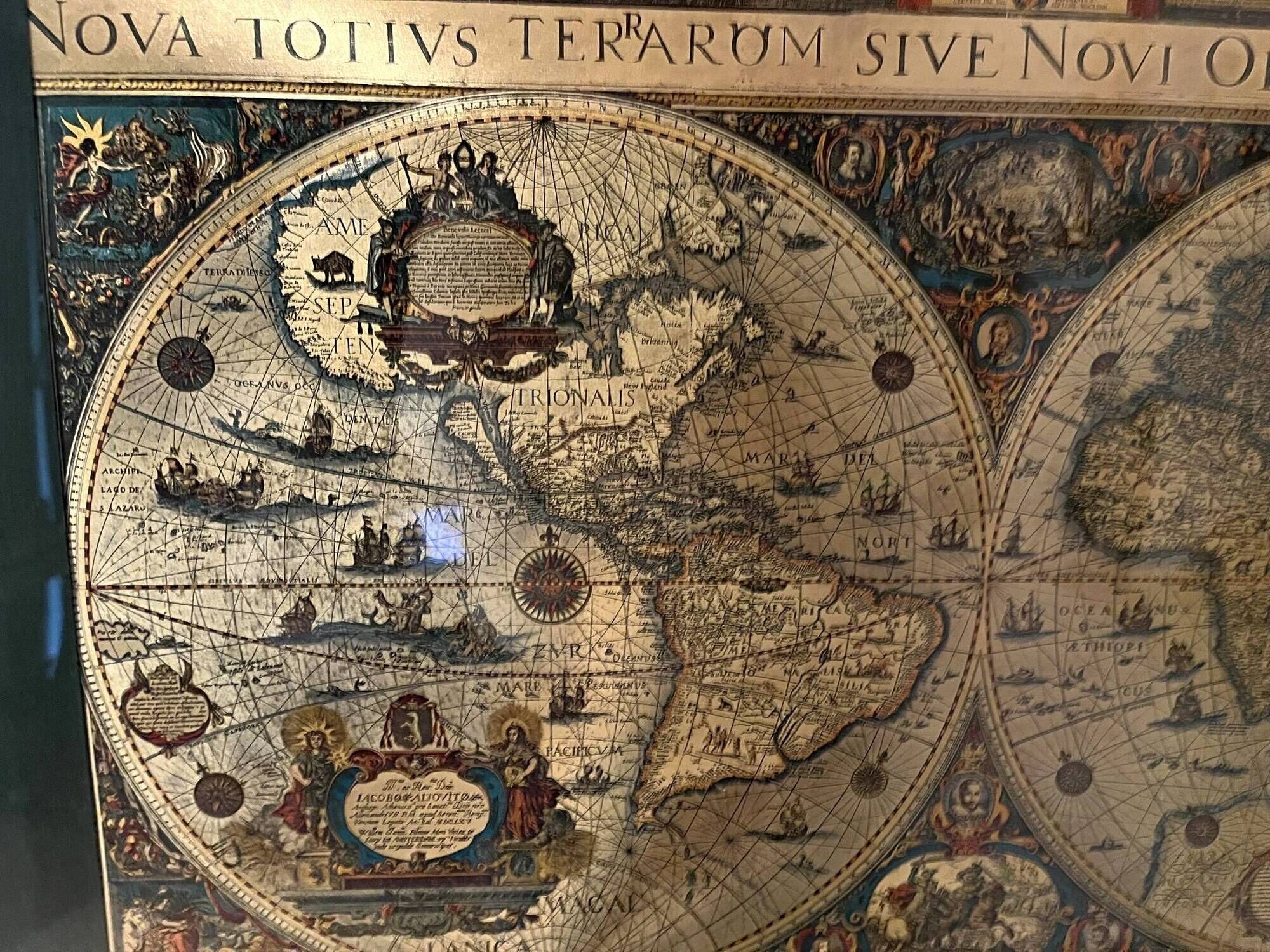 Golden old and new world map