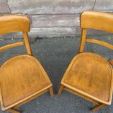 Pair of curved wooden bistro chairs
