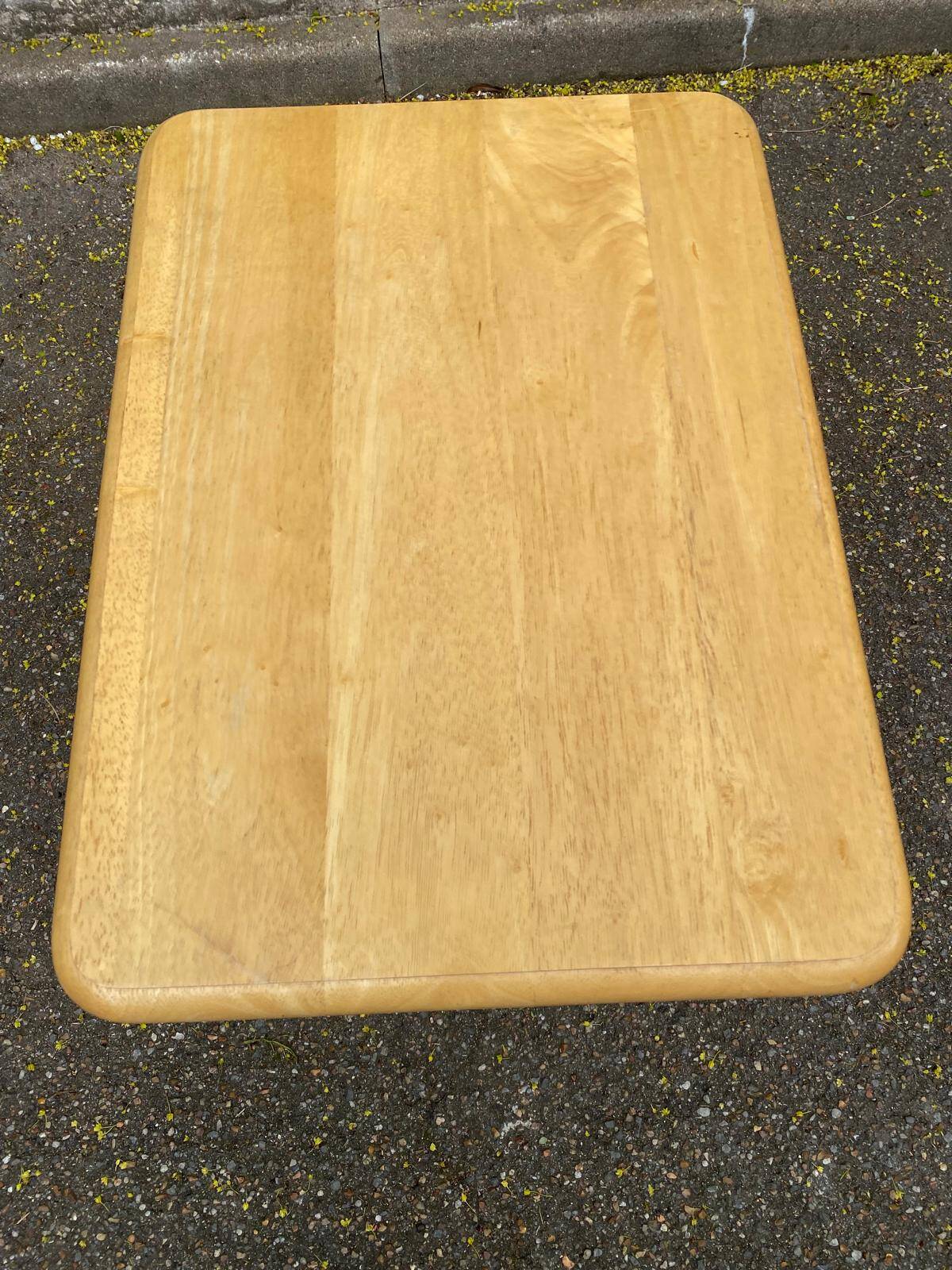 Small Scandinavian folding side table in solid wood.