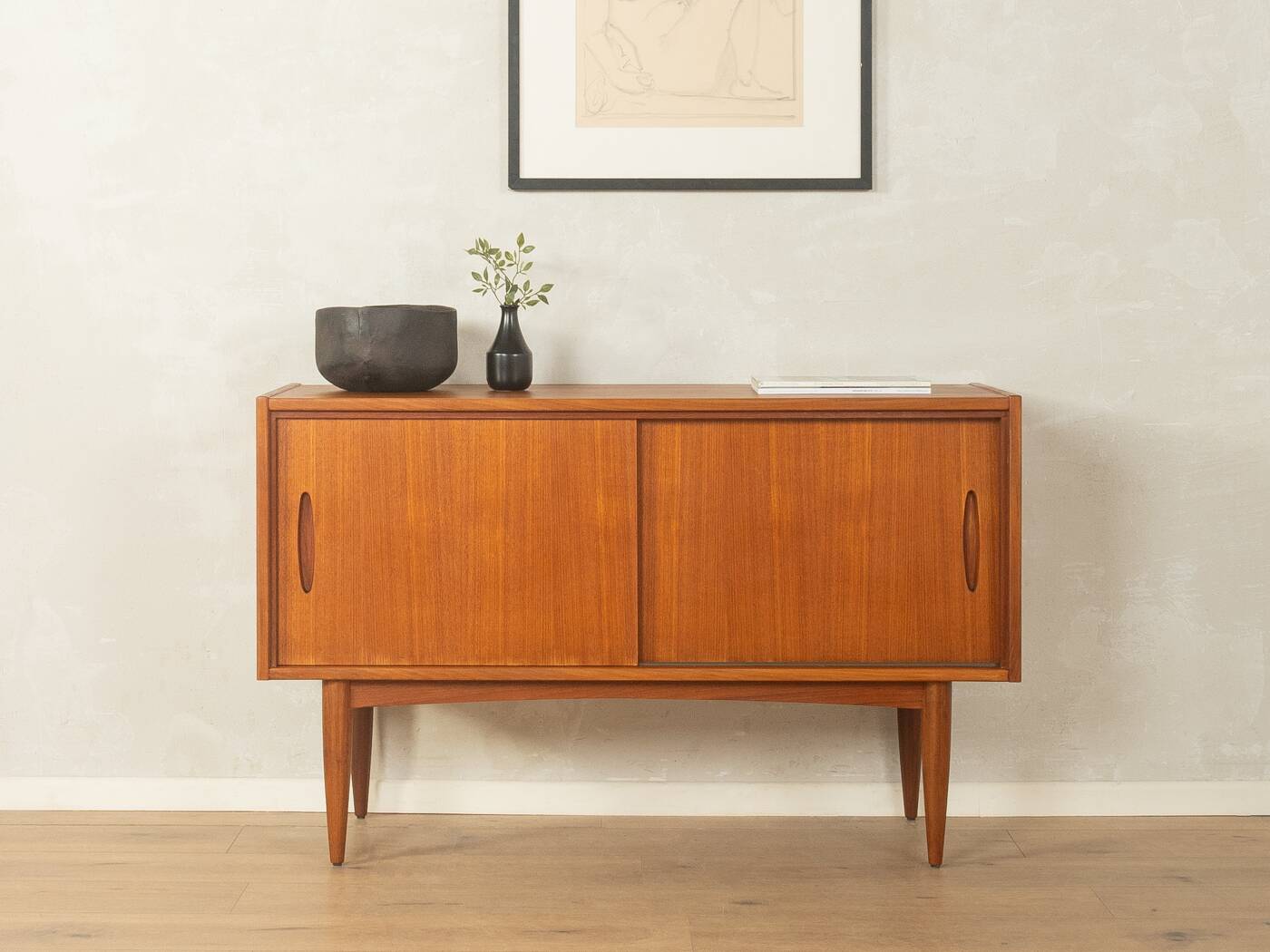 Elegant sideboard from the 1960s, minimalistic with practical storage space