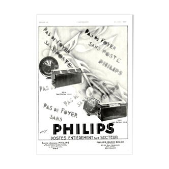 Affiche vintage années 30 Radio TSF Philips