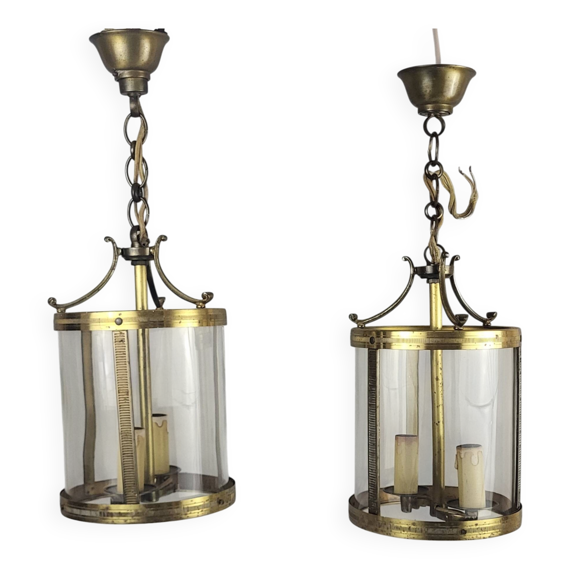 Pair of 1950s brass lanterns