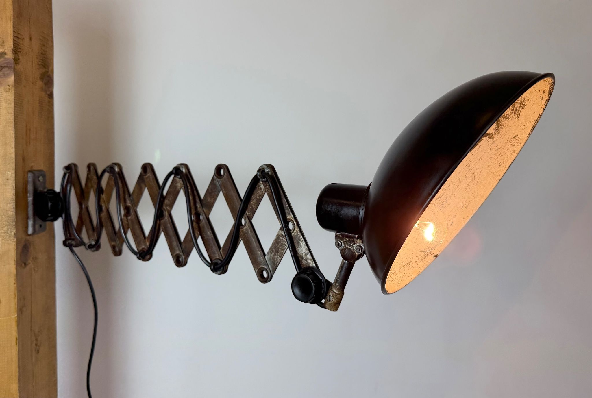 Large German Industrial Scissor Wall Lamp from Helion Arnstadt, 1950s