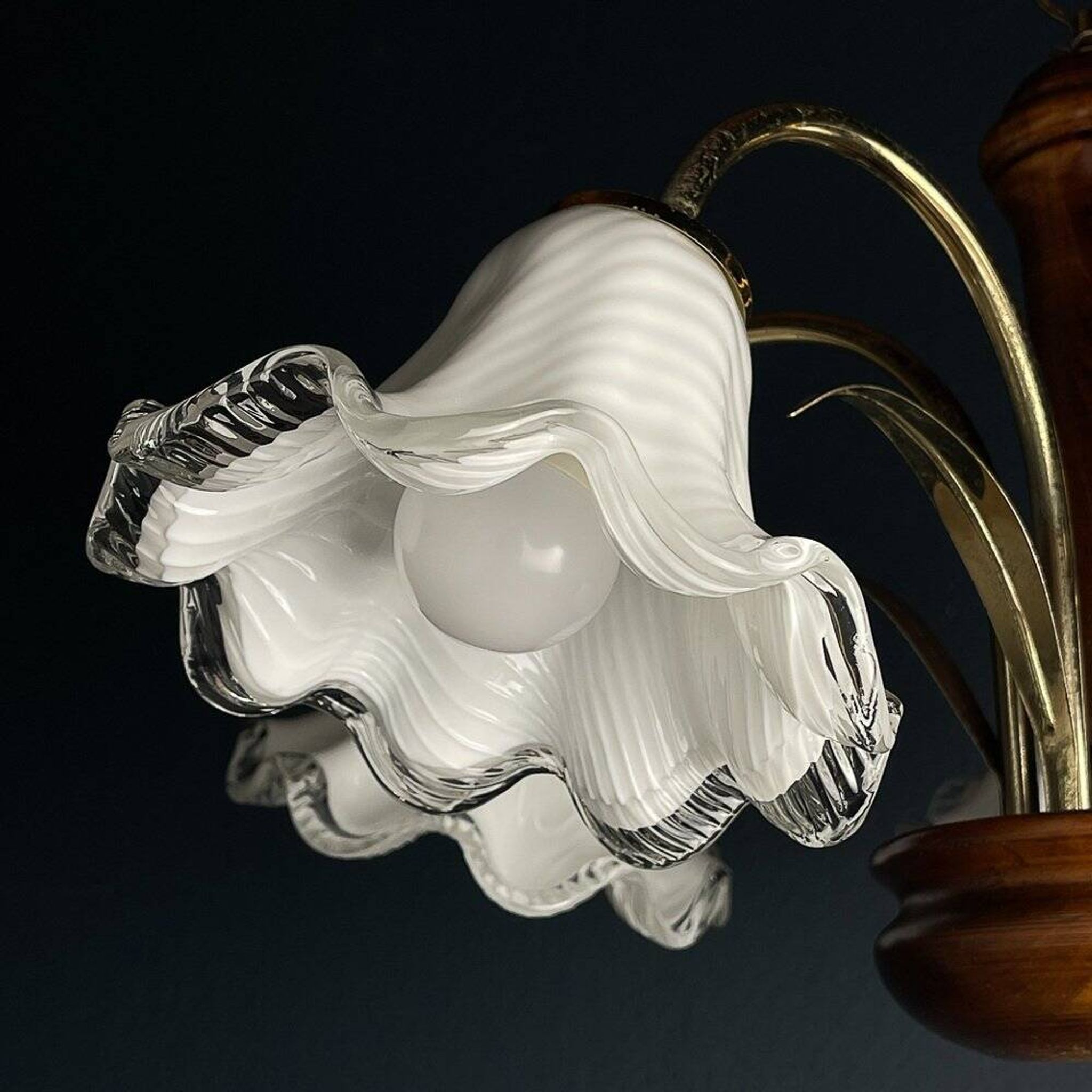 Vintage Murano glass chandelier and wood, Italy, 1970s