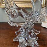 Pied de lampe en cristal en forme de poisson, années 50