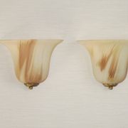 Vintage Pair Marinha Grande Swirl Art Glass Wall Sconces Made in Portugal