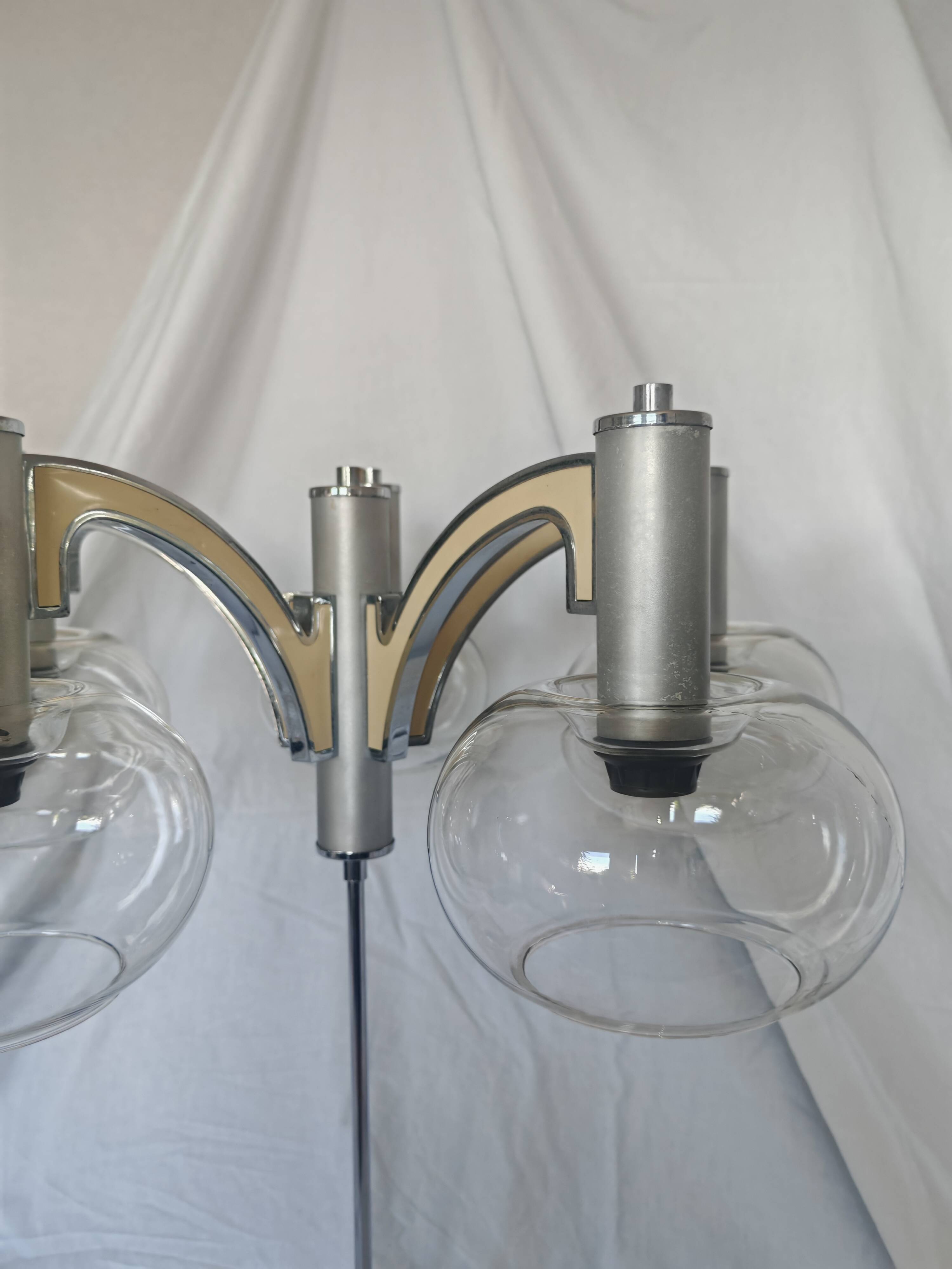 5-branched chandelier by Sciolari, Italy, space age, 1970