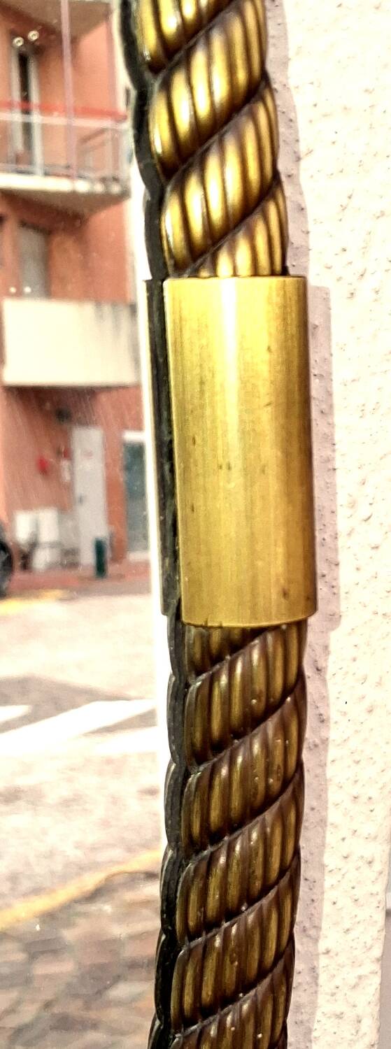 Antique mirror with twisted brass frame from the 60s 70s.