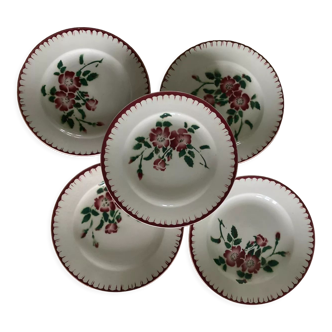 Set of 5 old flat plates Epernay Sarreguemines Digoin