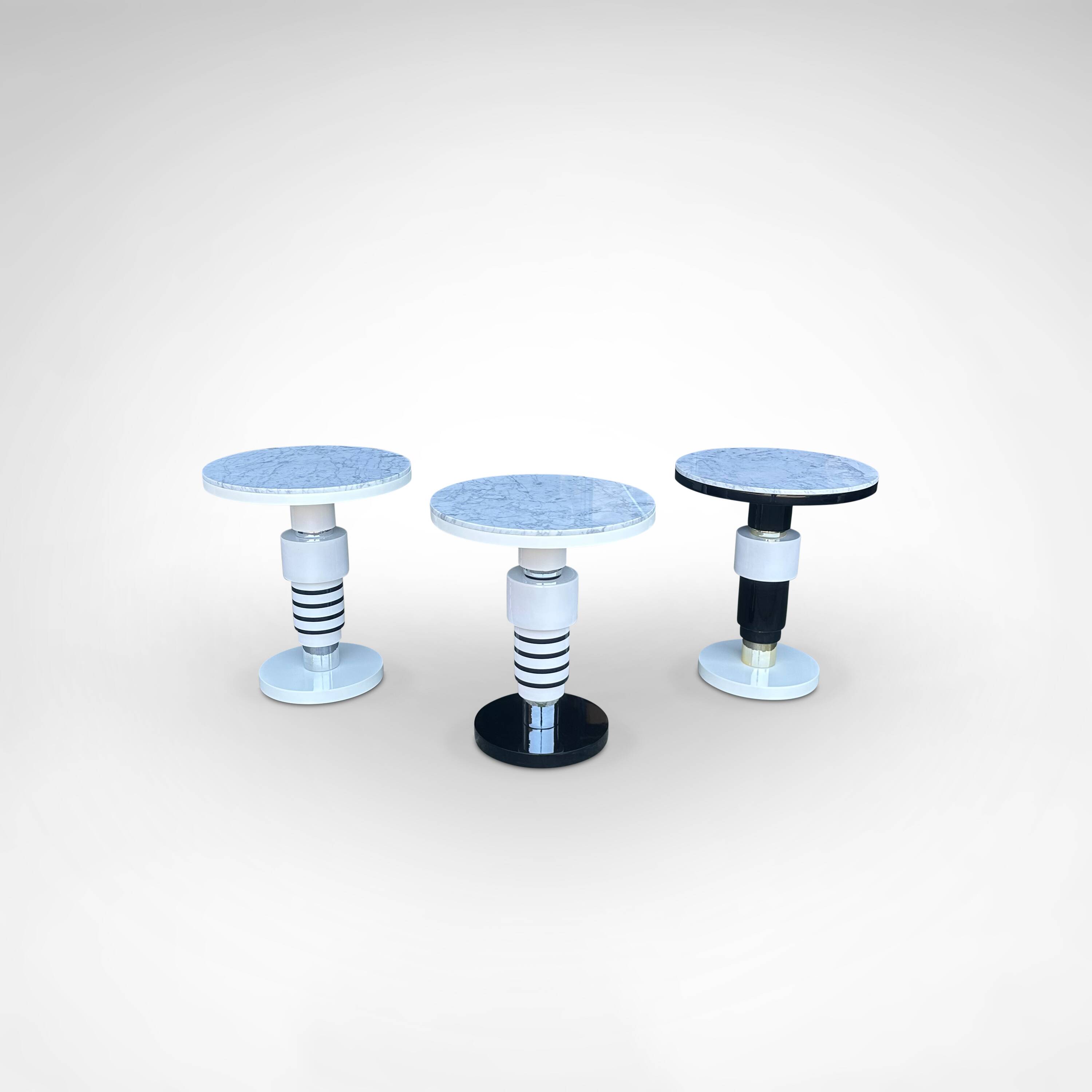 table d'appoint en céramique et marbre de style Memphis par Casalto 2