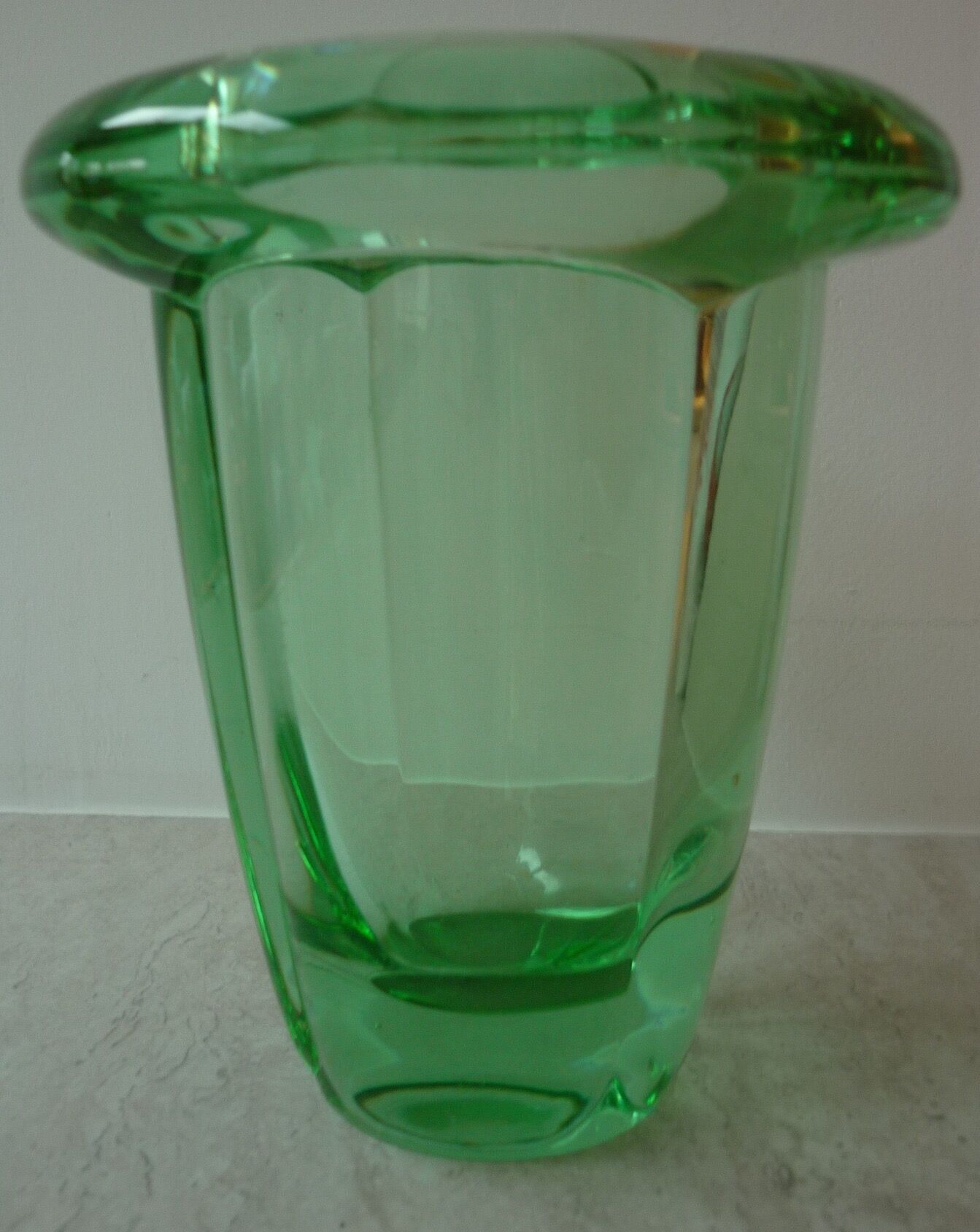 Green crystal vase from the 50s