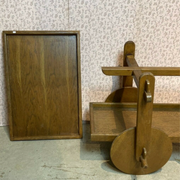 Chariot de bar en chêne moderniste brutaliste du milieu du siècle, années 1950