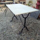 Bistro table top marble foot cast iron