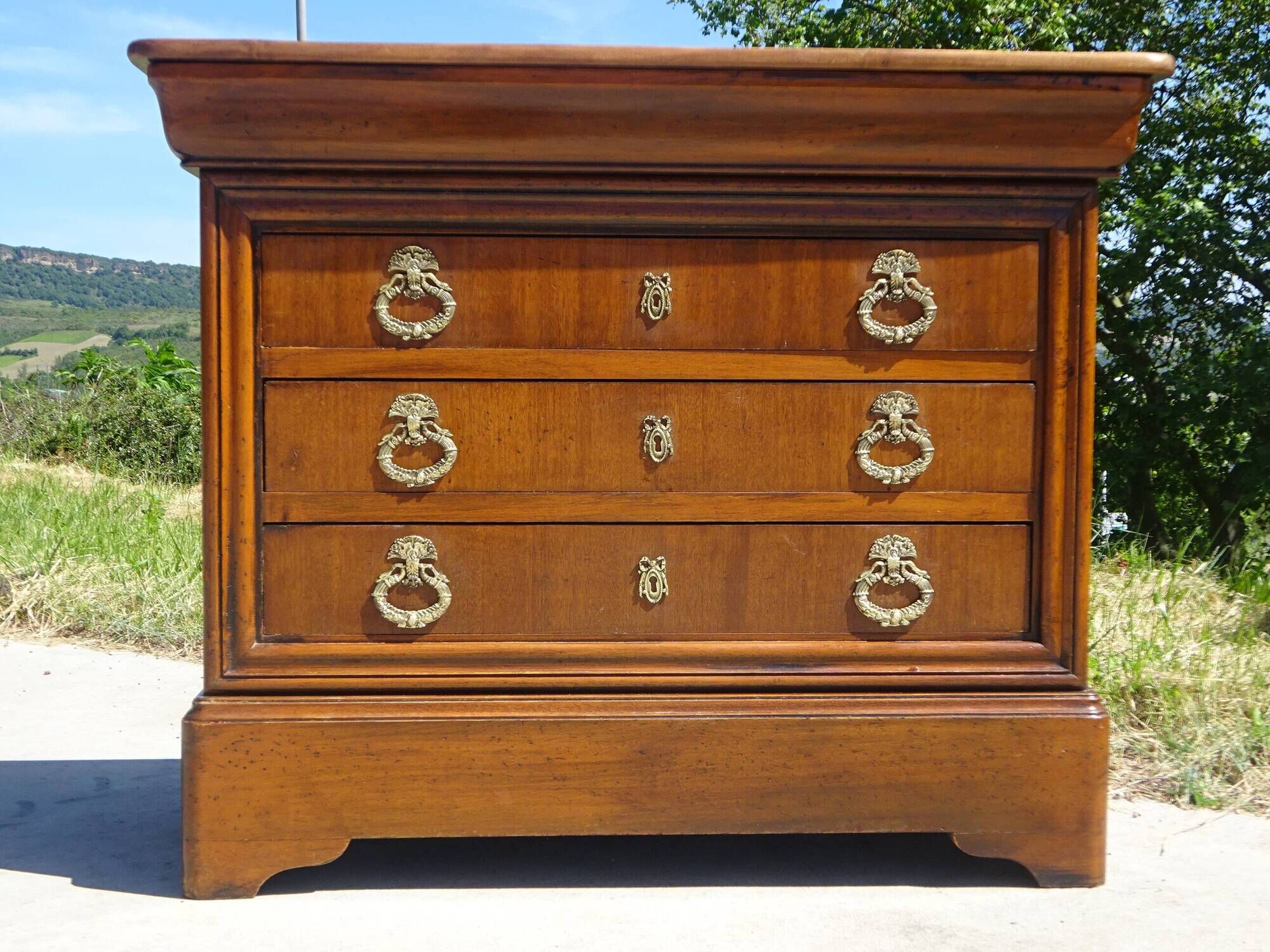 4-drawer chest of drawers, gold ribbon and peacock handles