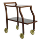 Chariot de bar courbé en noyer et verre Oswald Haerdtl, chariot de service, années 1950