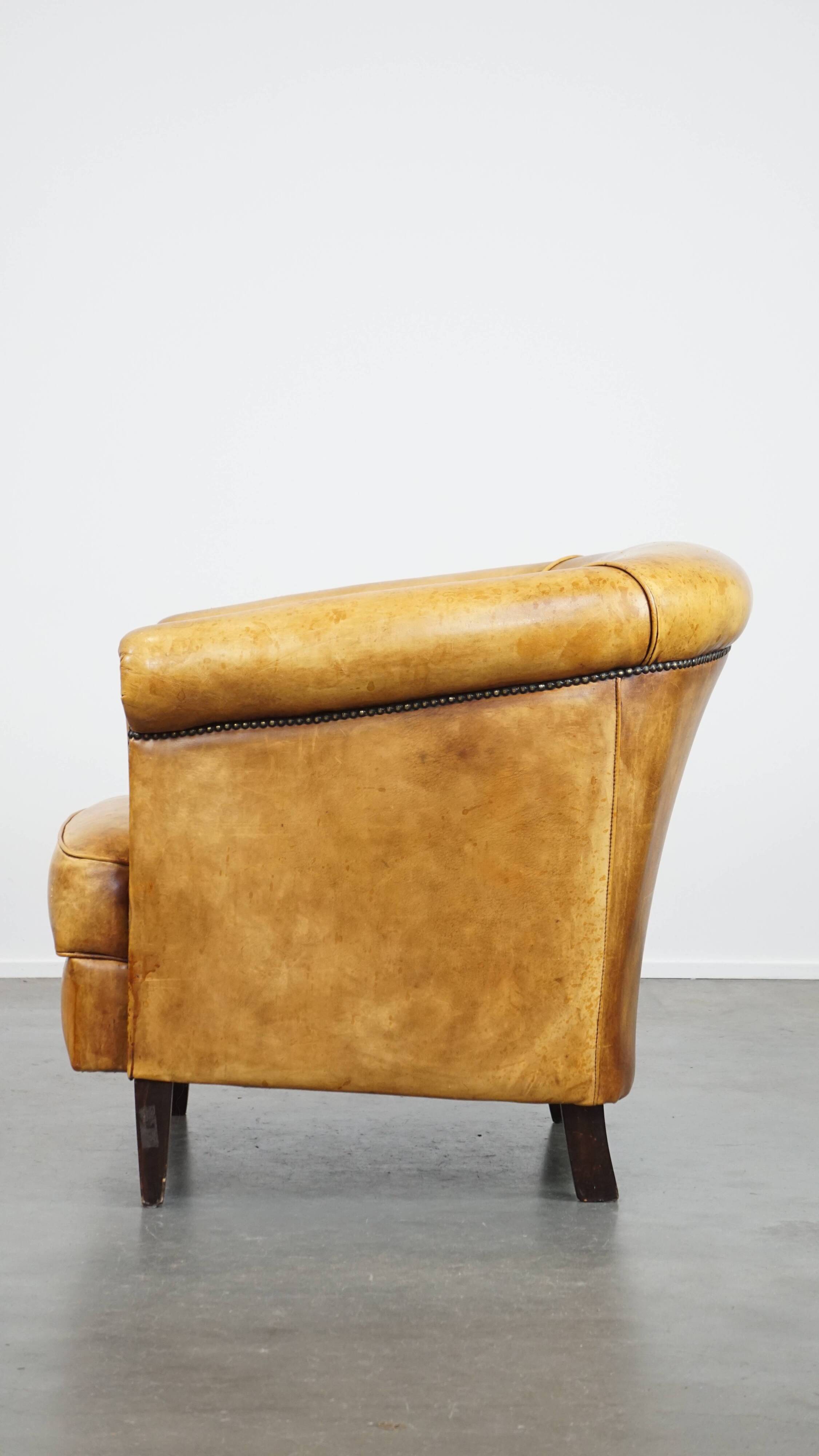 Cow leather English style club chair
